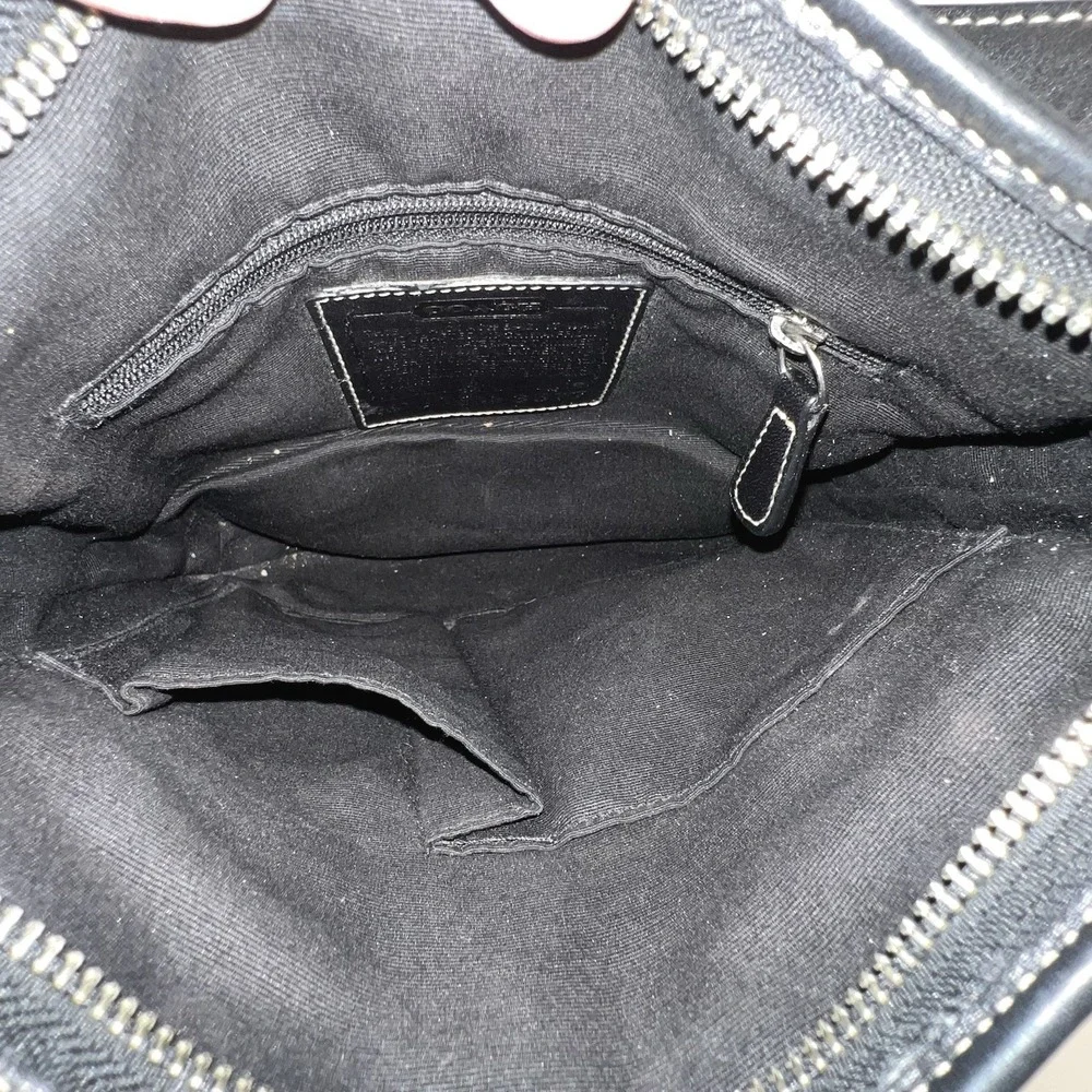 Coach Signature Jacquard Black Fabric‎ With Leather Shoulder Bag Hobo J05M-3577